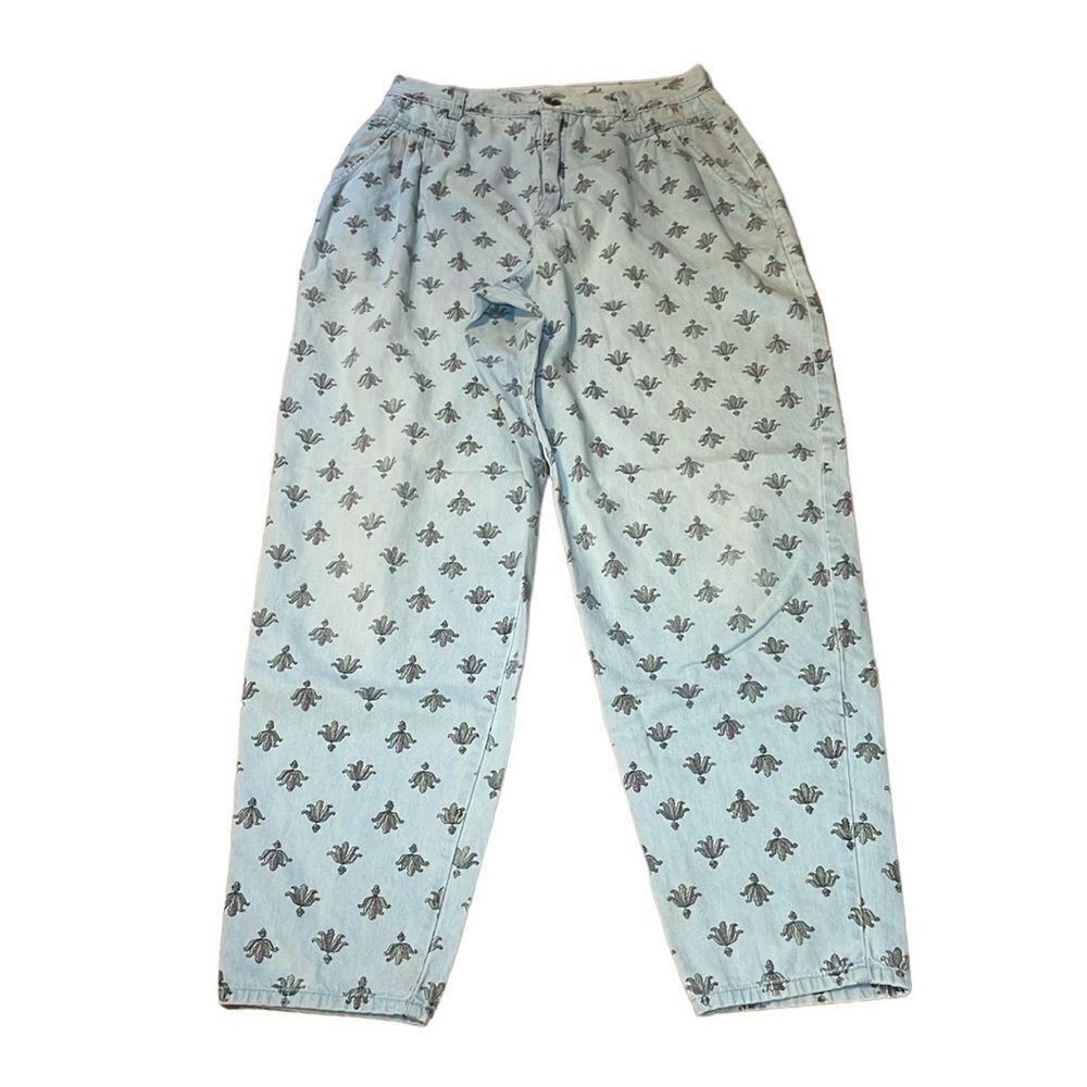 80’s 90’s Cherokee Printed Mom Jeans, High Waisted Vintage Baggies, Pleated, 14